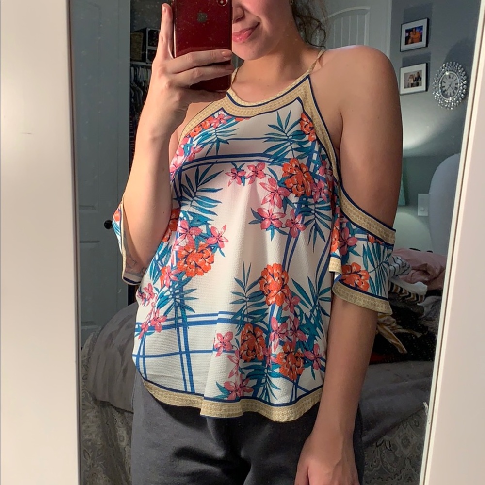 Cold Shoulder Floral Shirt (New with tag)